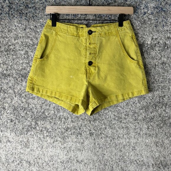 Urban Outfitters Denim Shorts Womens 27 Yellow High Rise Button Fly Lace Up Back - Picture 4 of 7